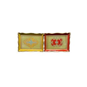 Vintage Set of 2 Masi Hand Painted & Lacquered Trays Signed by the Artist
